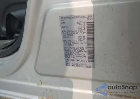 2020 Nissan Pathfinder Sv 2Wd z USA, uszkodzony, nr VIN 5N1DR2BN1LC603579